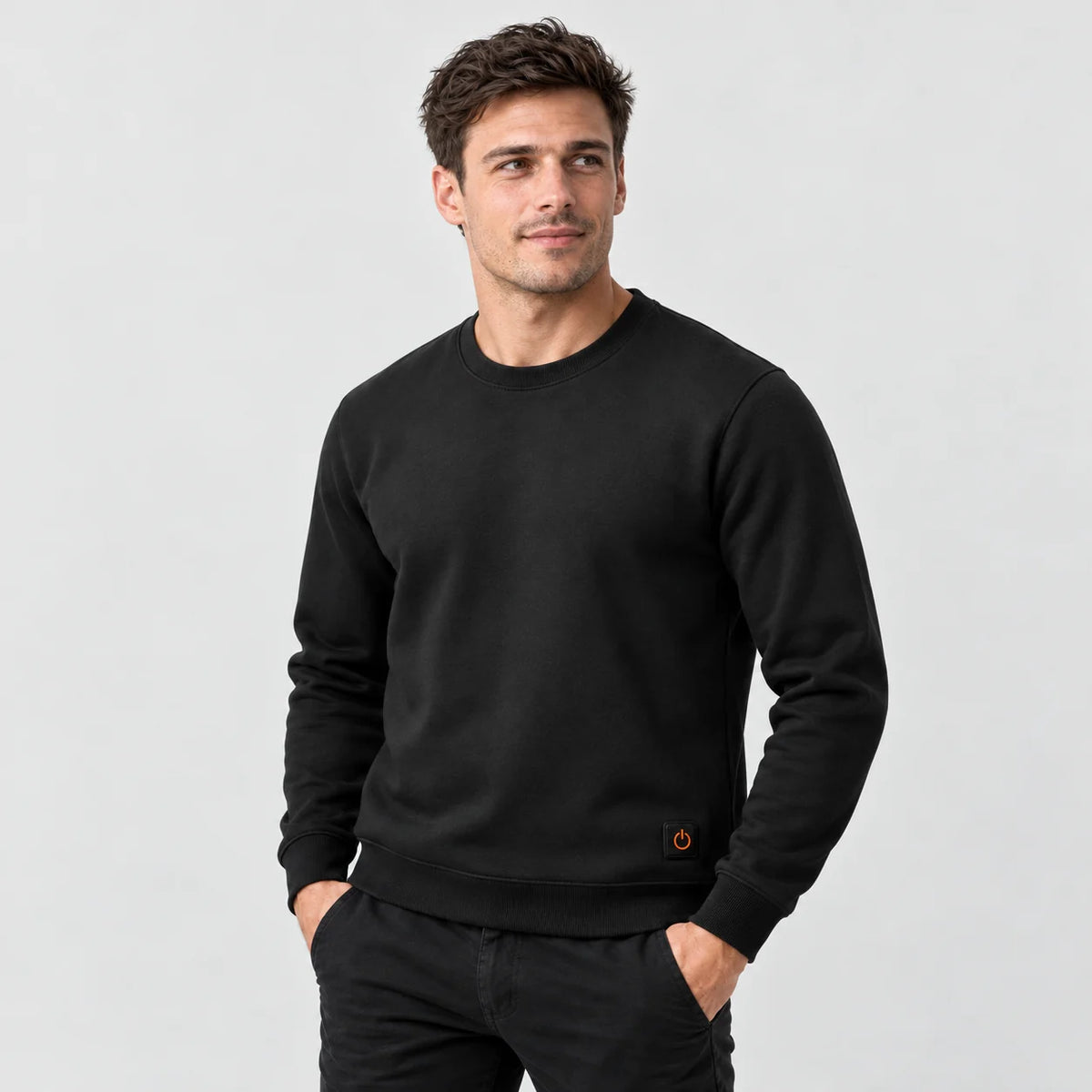 Uppvärmd sweatshirt med rund hals PyreFit Aeroan, på modell, framifrån
