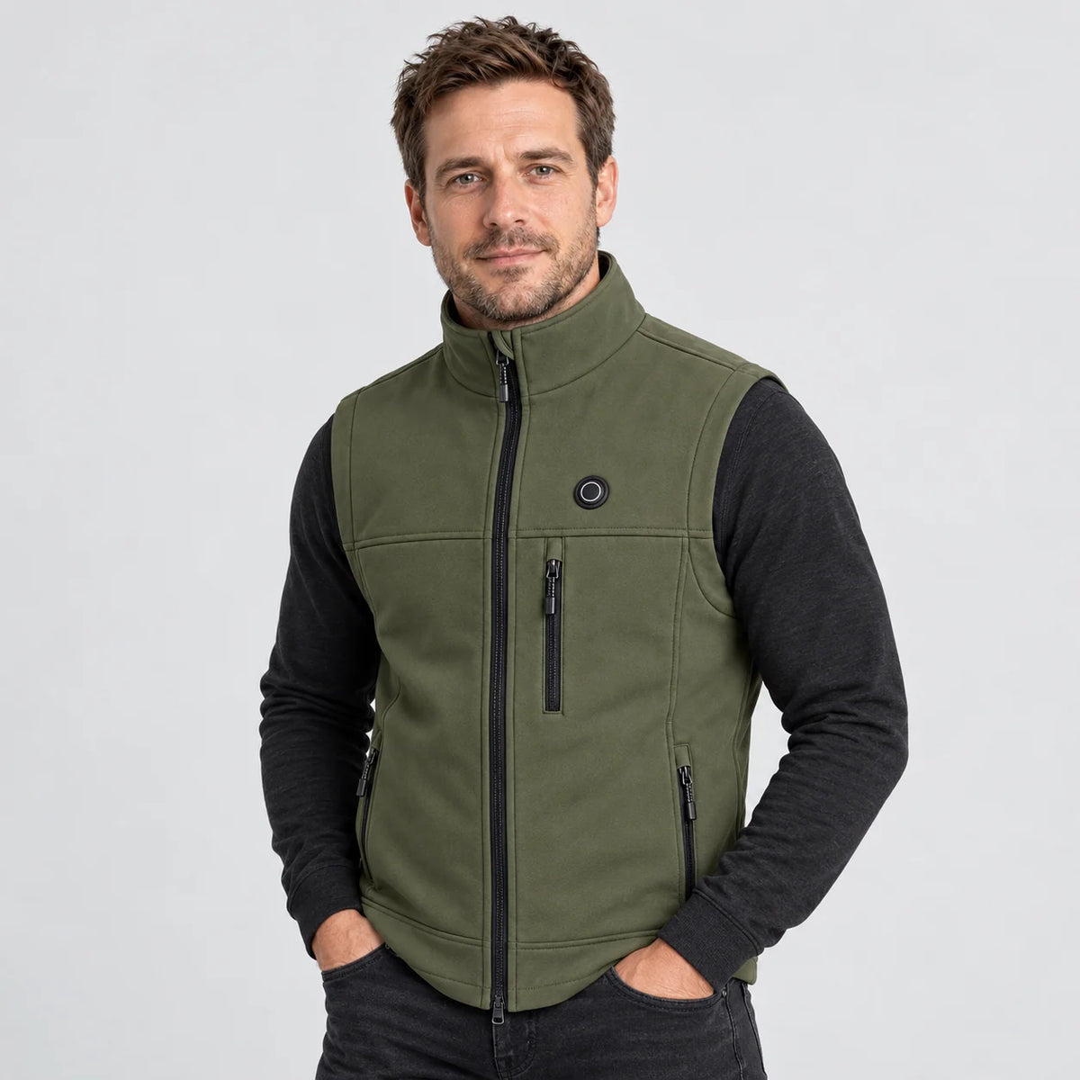 Värmeväst unisex PyreFit Allora, på modell, framifrån