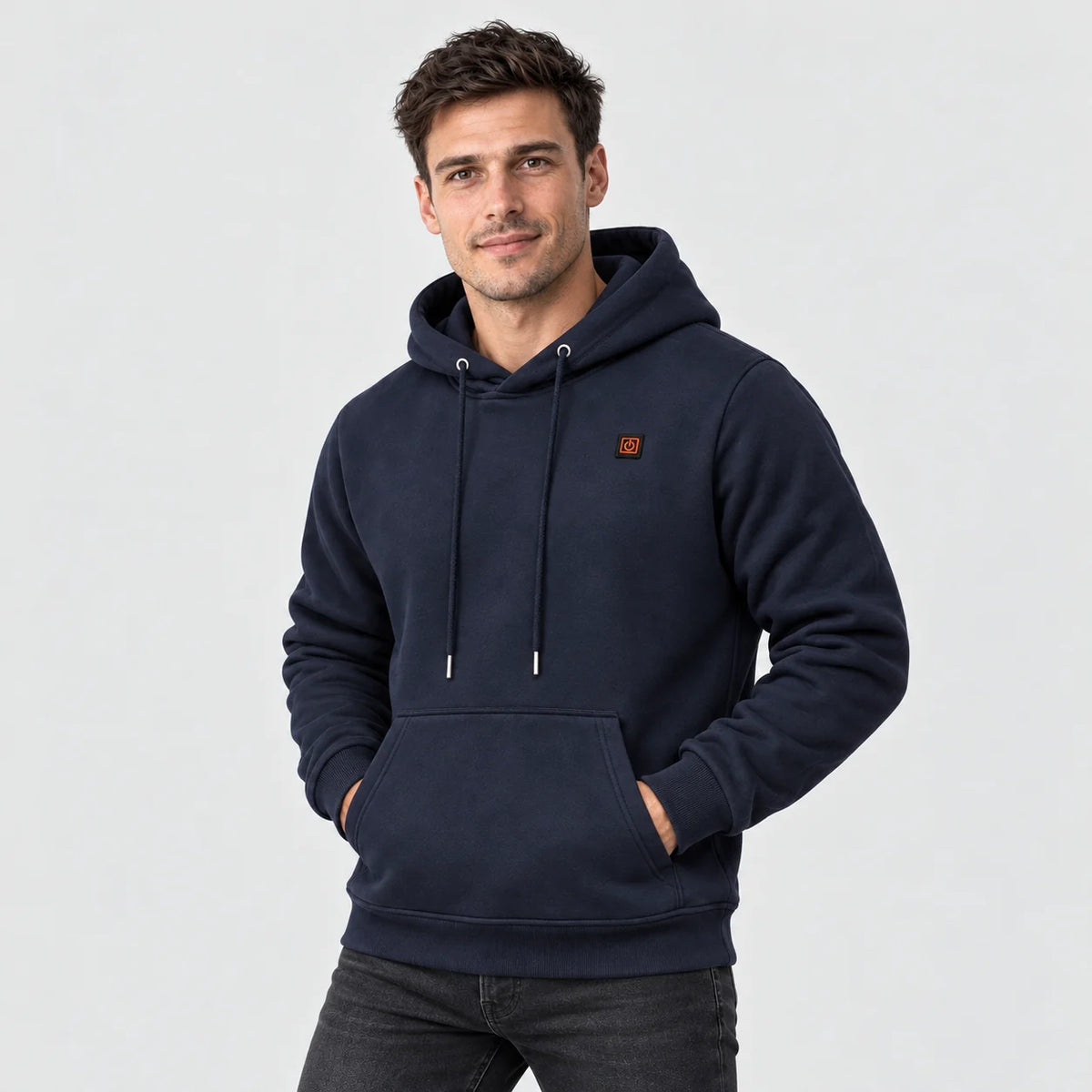 Uppvärmd hoodie herr PyreFit Zippa, på modell, framifrån
