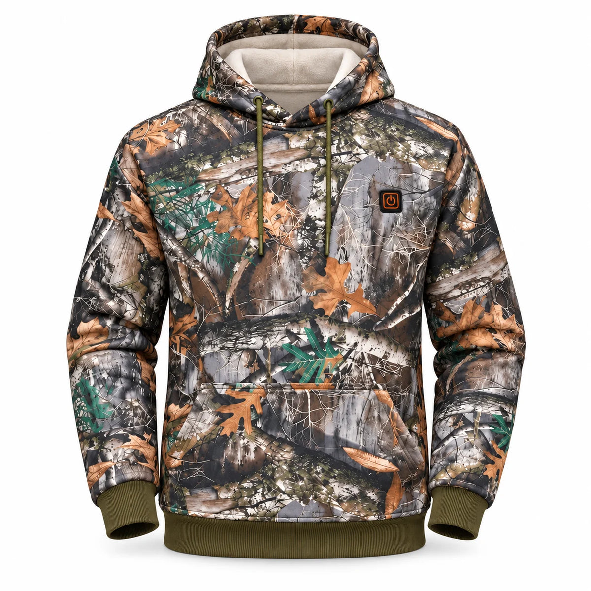 Uppvärmd hoodie med skogsmönster PyreFit Zippo, produktbild utan modell