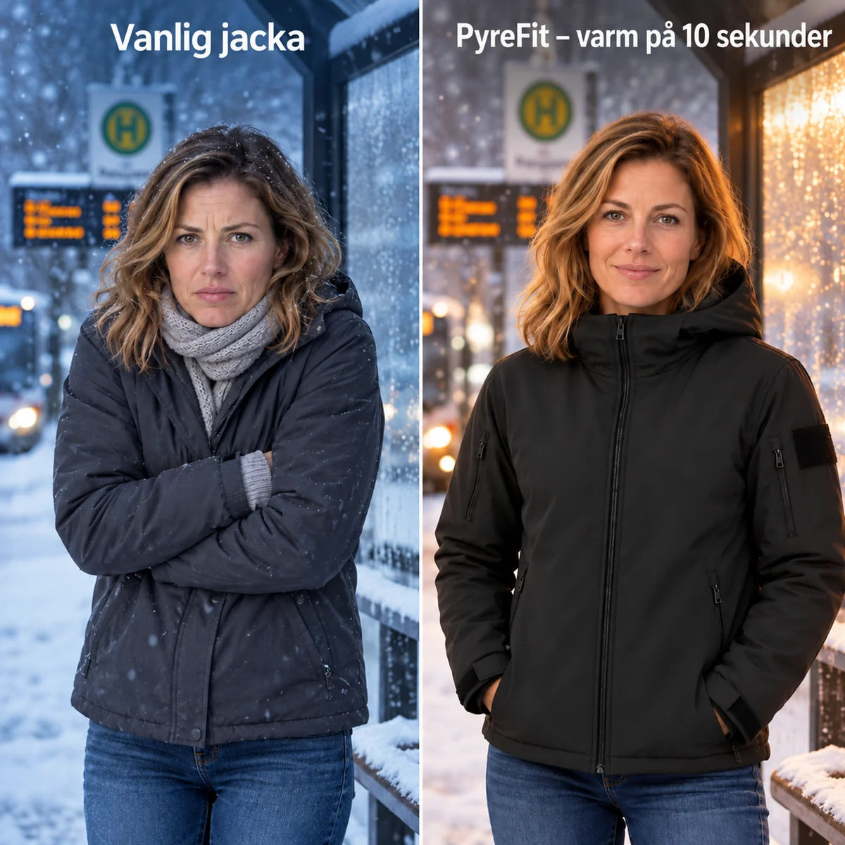 Jämförelse: vanlig vinterjacka och Summaro med värme