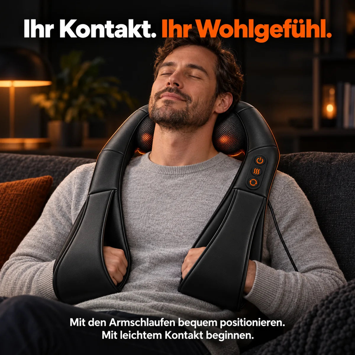 Shiatsu-massageapparat: justera kontakten med armöglorna