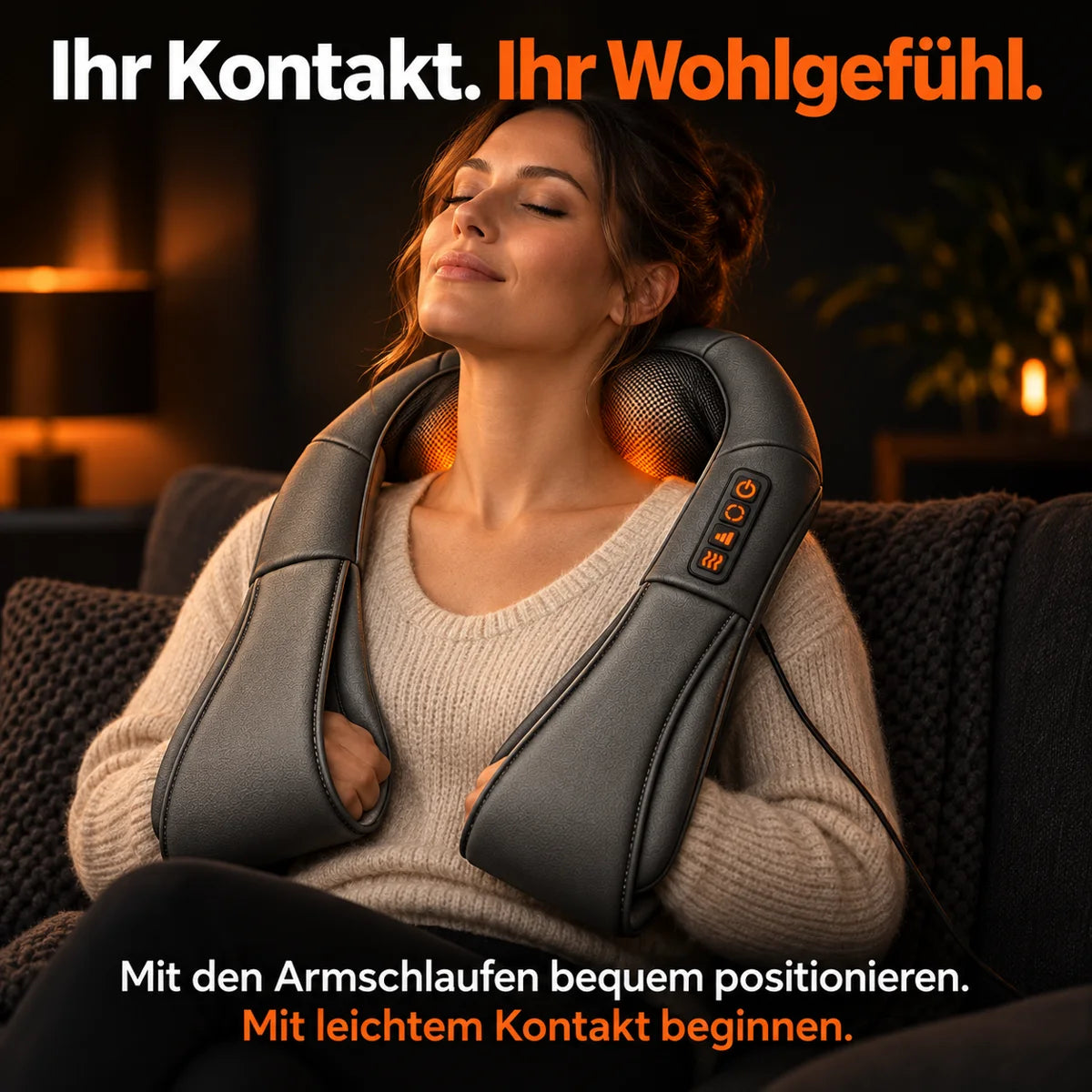 Shiatsu-massageapparat: justera kontakten med armöglorna