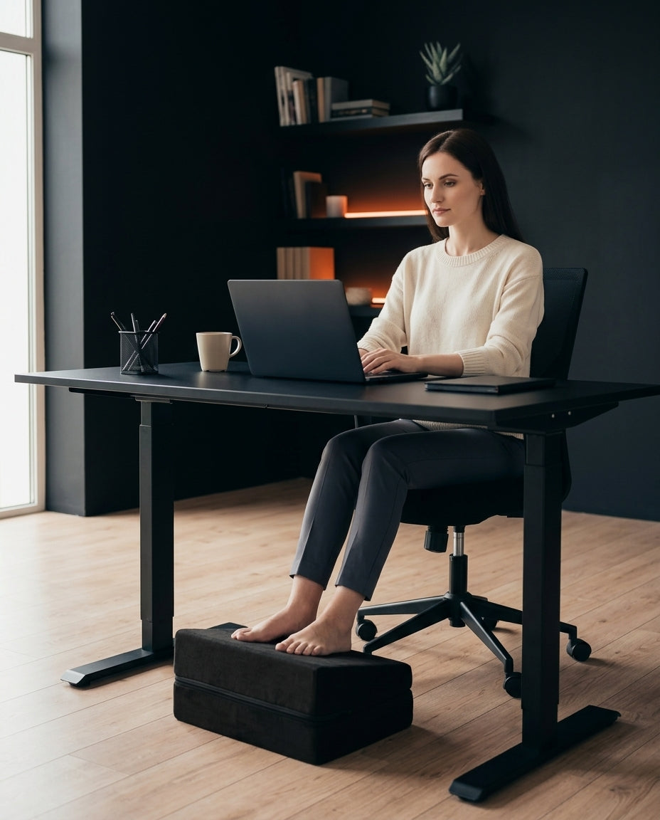 Ergonomiskt fotstöd för kontoret – 3 höjder för hållning och sittkomfort – produktbild 2