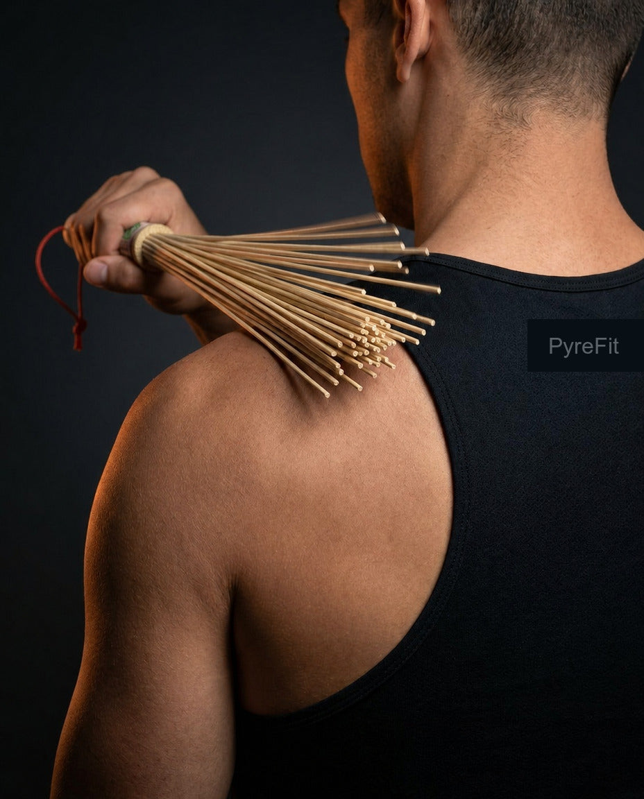 Massagerulle i trä för musklerna – manuell djupmassage för rygg och ben – produktbild 3
