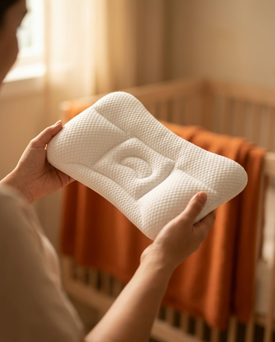 Babykudde med ergonomisk huvudgrop – mjukt stöd för tupplurar och på resan – produktbild 3