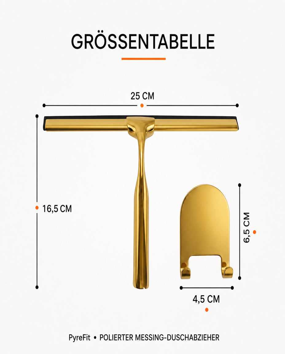 Duschskrapa i mässing med väggfäste – strimfritt glas i duschen och på spegeln – produktbild 9