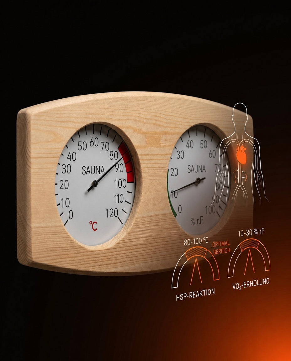 Bastutermometer och hygrometer i trä – värme och luftfuktighet i en blick – produktbild 10