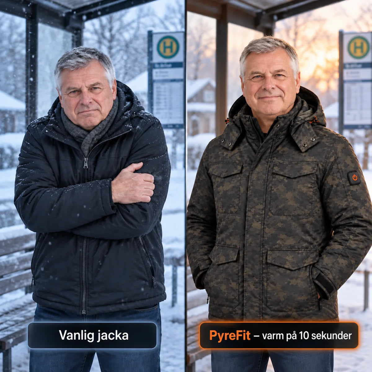 Jämförelse: vanlig vinterjacka och Alpino med värme