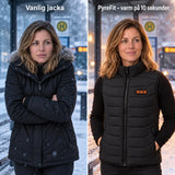 Jämförelse: vanlig vinterjacka och Aurina med värme