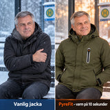 Jämförelse: vanlig vinterjacka och Calvero med värme