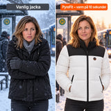 Jämförelse: vanlig vinterjacka och Elaron med värme