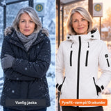Jämförelse: vanlig vinterjacka och Glacio med värme