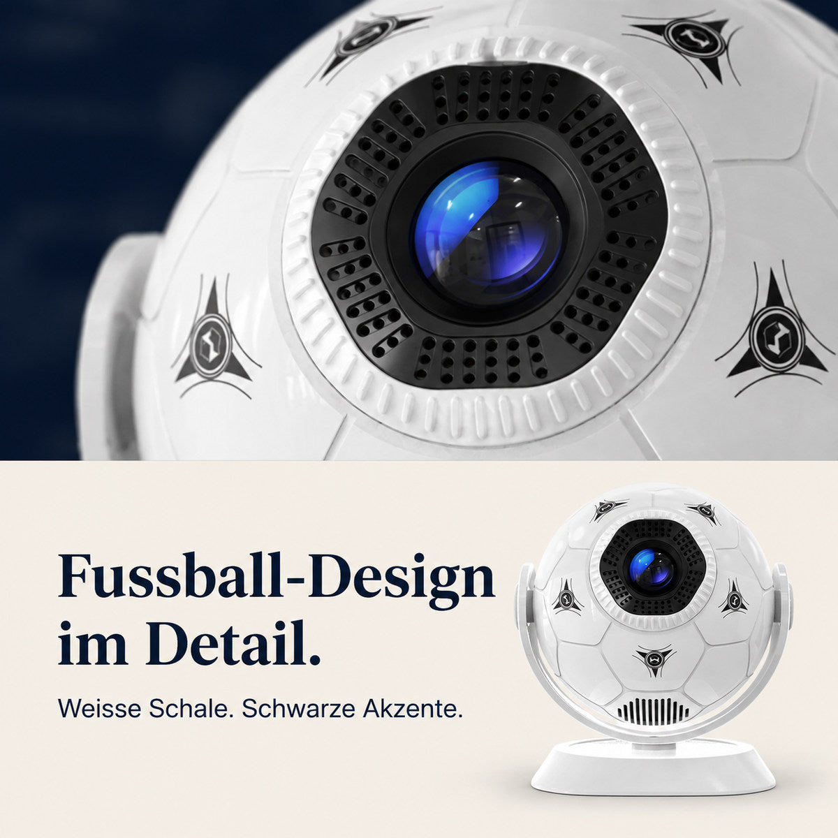 Magcubic HY300F – Fotbollsdesignen i detalj.