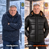 Jämförelse: vanlig vinterjacka och Norvia med värme