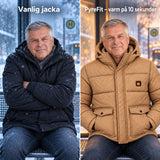 Jämförelse: vanlig vinterjacka och Orielle med värme