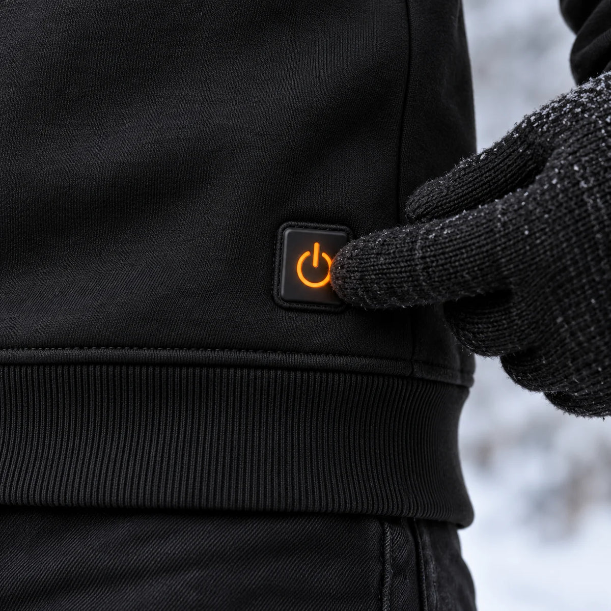 Uppvärmd sweatshirt med rund hals PyreFit Aeroan, kontrollknappen i närbild