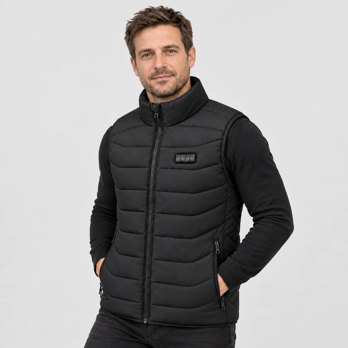 Värmeväst unisex PyreFit Aurina, på modell, framifrån