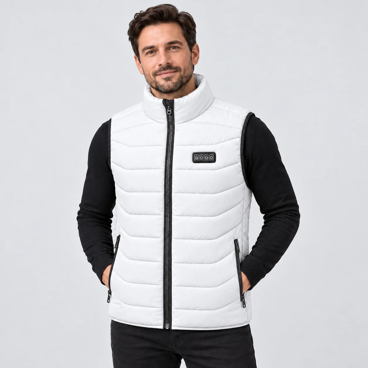 Värmeväst unisex PyreFit Aurina i vitt, framifrån
