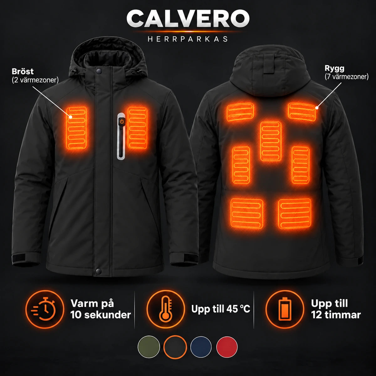 PyreFit Calvero i svart – värmezoner