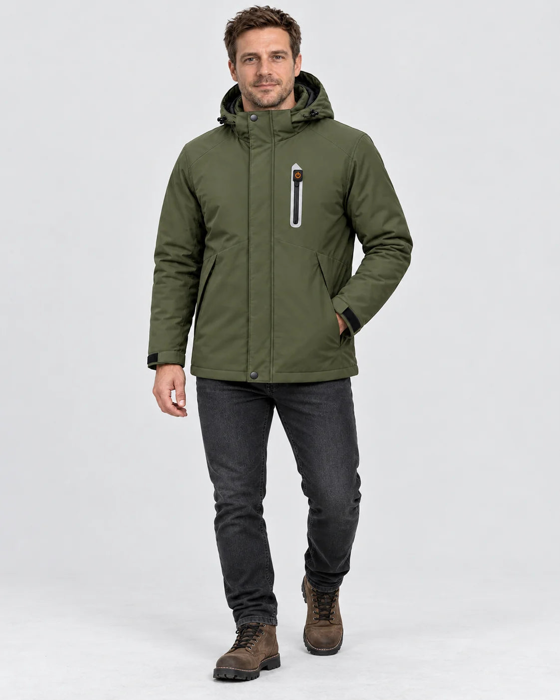Uppvärmd parkas herr PyreFit Calvero, helfigur