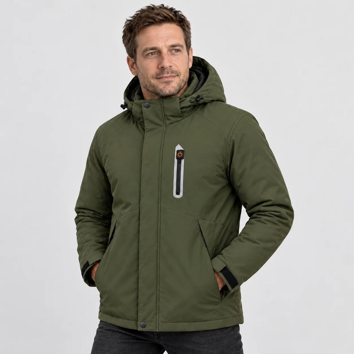 Uppvärmd parkas herr PyreFit Calvero, på modell, framifrån