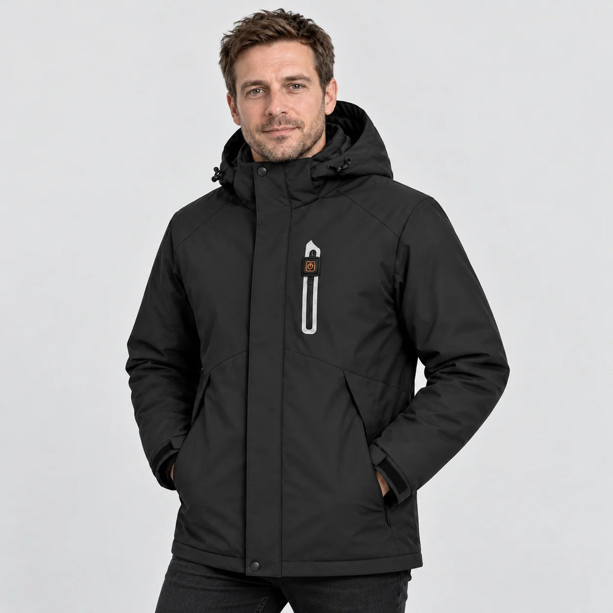 Uppvärmd parkas herr PyreFit Calvero i svart, framifrån