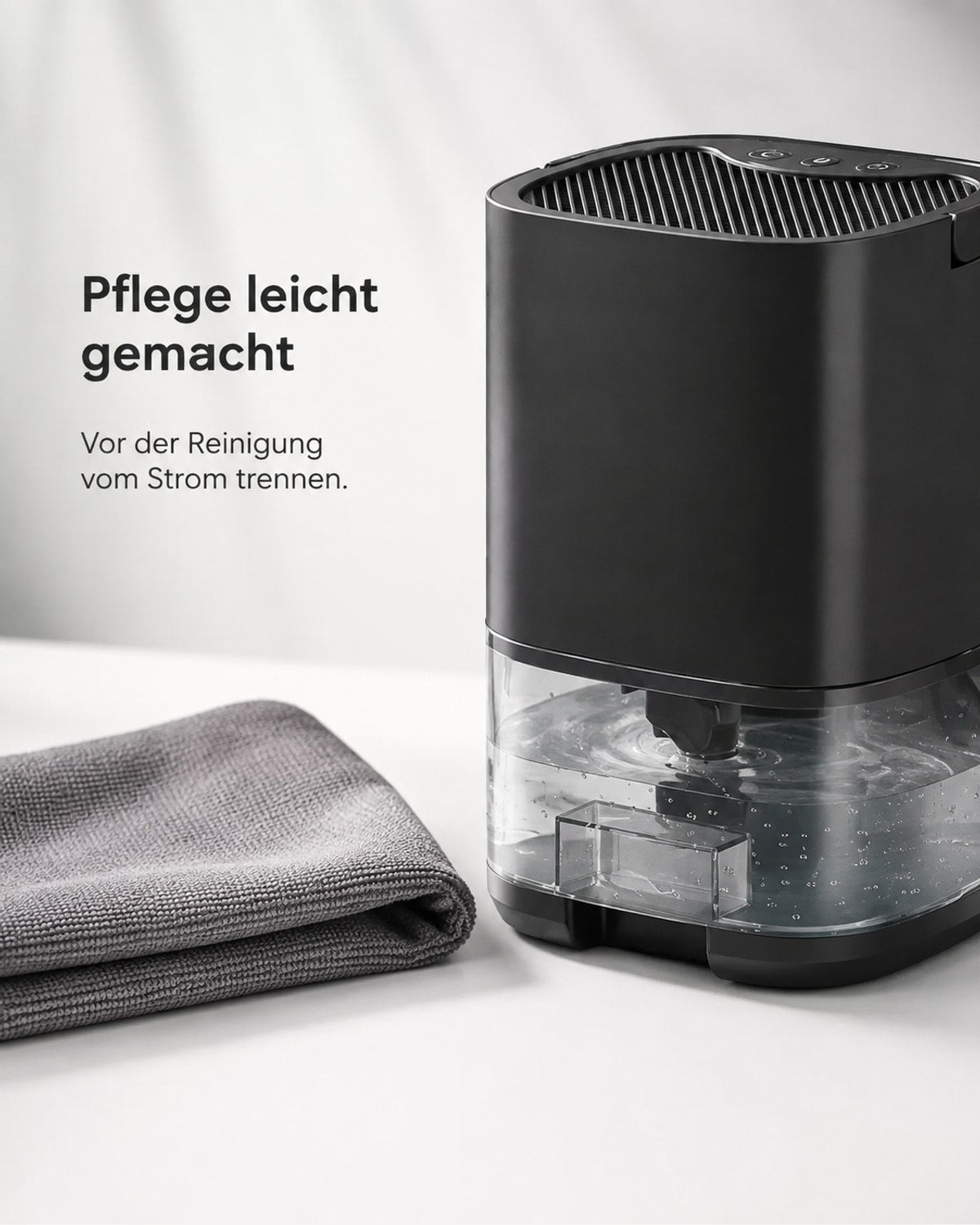 Mini-avfuktare med 1-liters vattentank – svart – produktbild 8