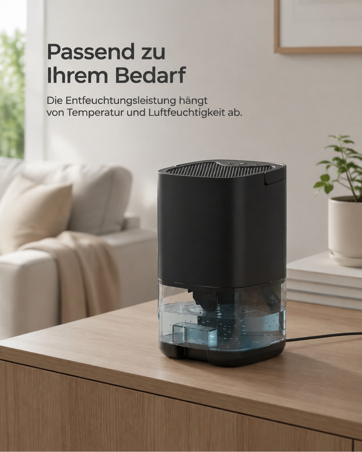 Mini-avfuktare med 1-liters vattentank – svart – produktbild 10