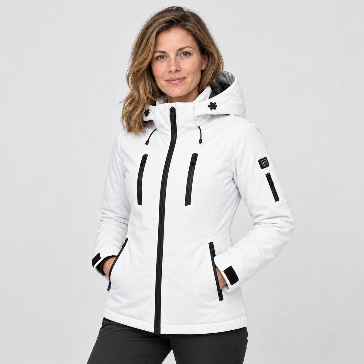 Uppvärmd parkas dam PyreFit Glacio, på modell, framifrån