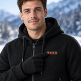Uppvärmd sweatshirthoodie herr PyreFit Kernor, kontrollknappen i närbild