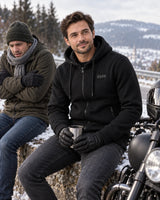 Uppvärmd sweatshirthoodie herr PyreFit Kernor en vinterdag: på motorcykeln