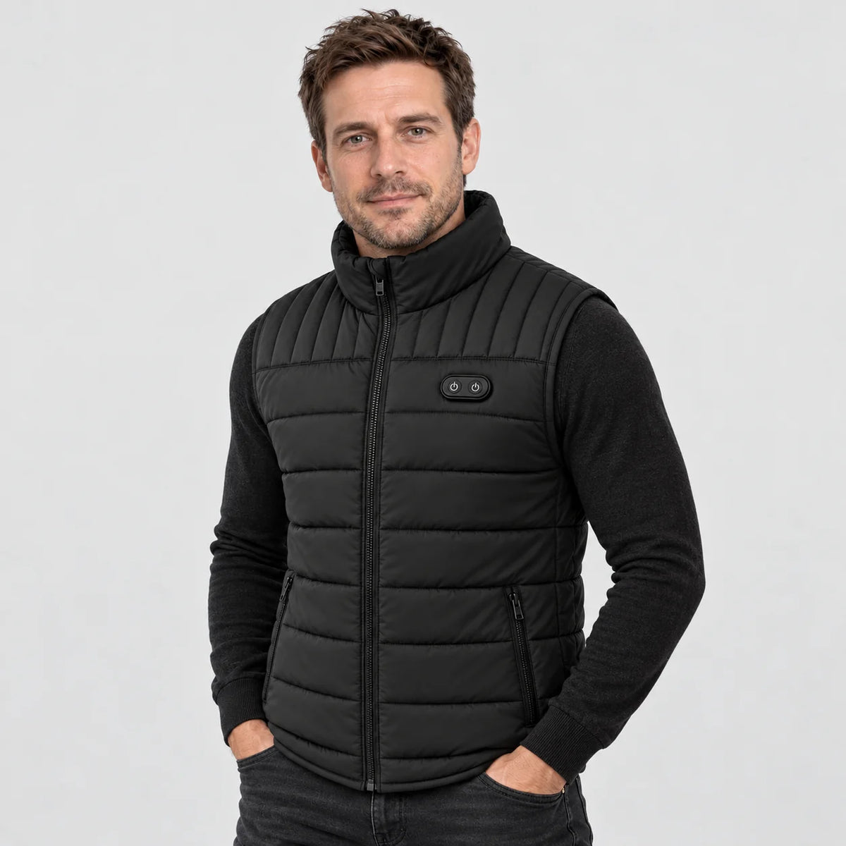 Värmeväst unisex PyreFit Matrixor, på modell, framifrån