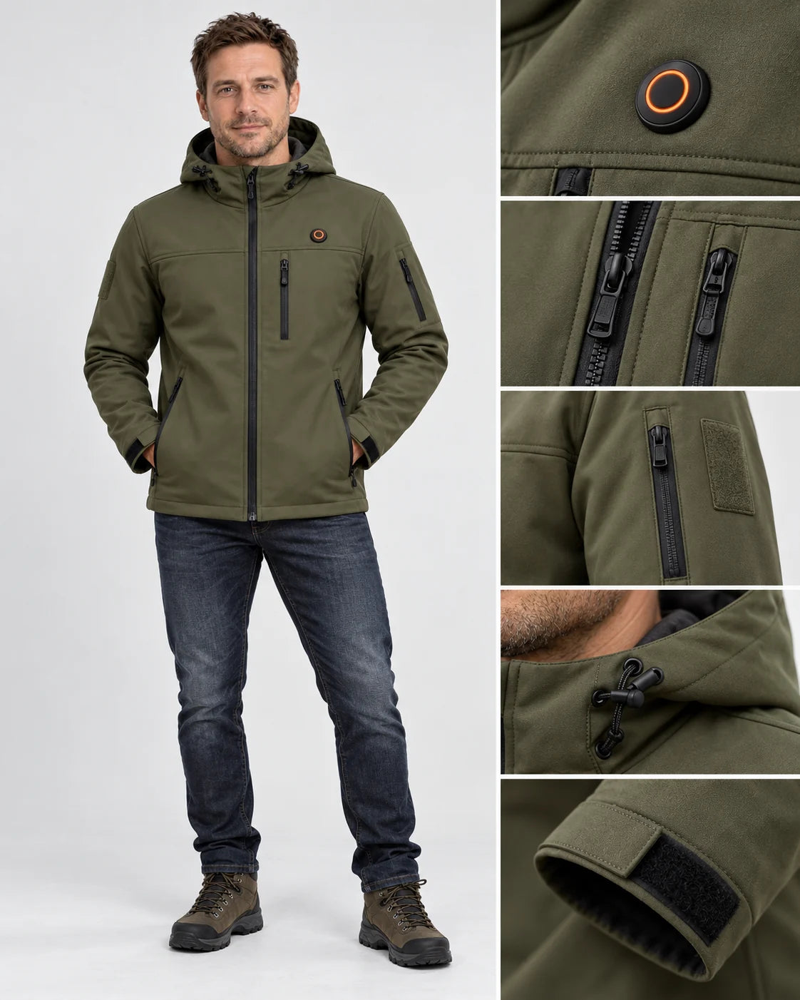 Värmejacka i softshell PyreFit Novera, helfigur
