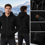 Uppvärmd hoodie unisex med dragkedja PyreFit Olivora, kontrollknappen i närbild
