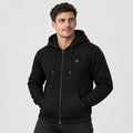 Uppvärmd hoodie unisex med dragkedja PyreFit Olivora, på modell, framifrån