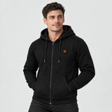 Uppvärmd hoodie unisex med dragkedja PyreFit Olivora, på modell, framifrån