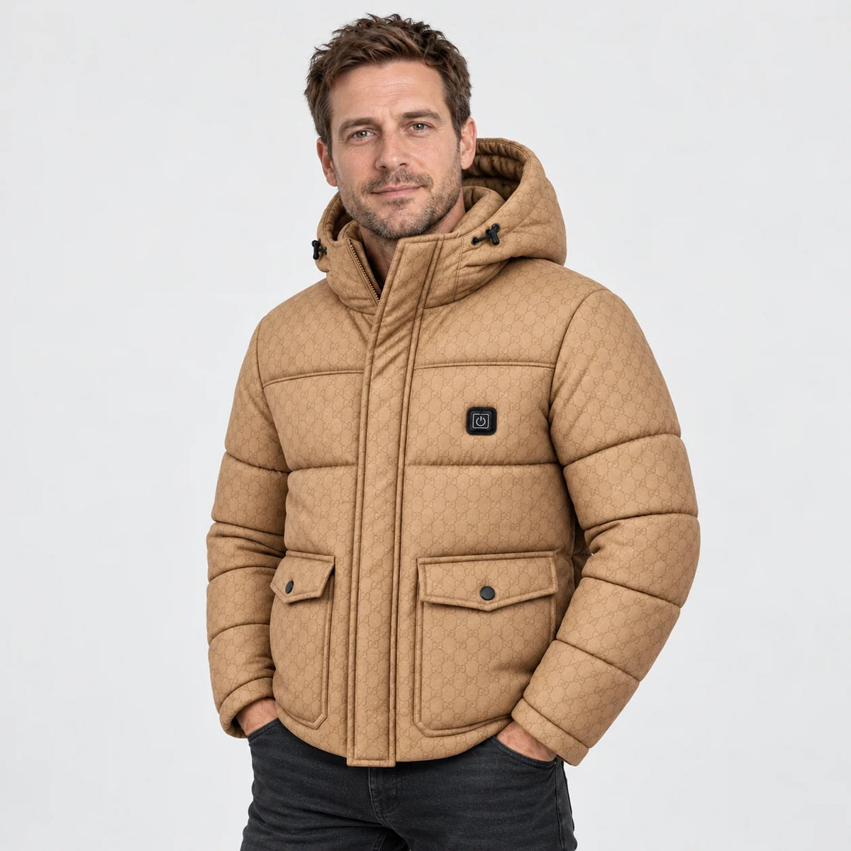 Quiltad värmejacka herr PyreFit Orielle, på modell, framifrån