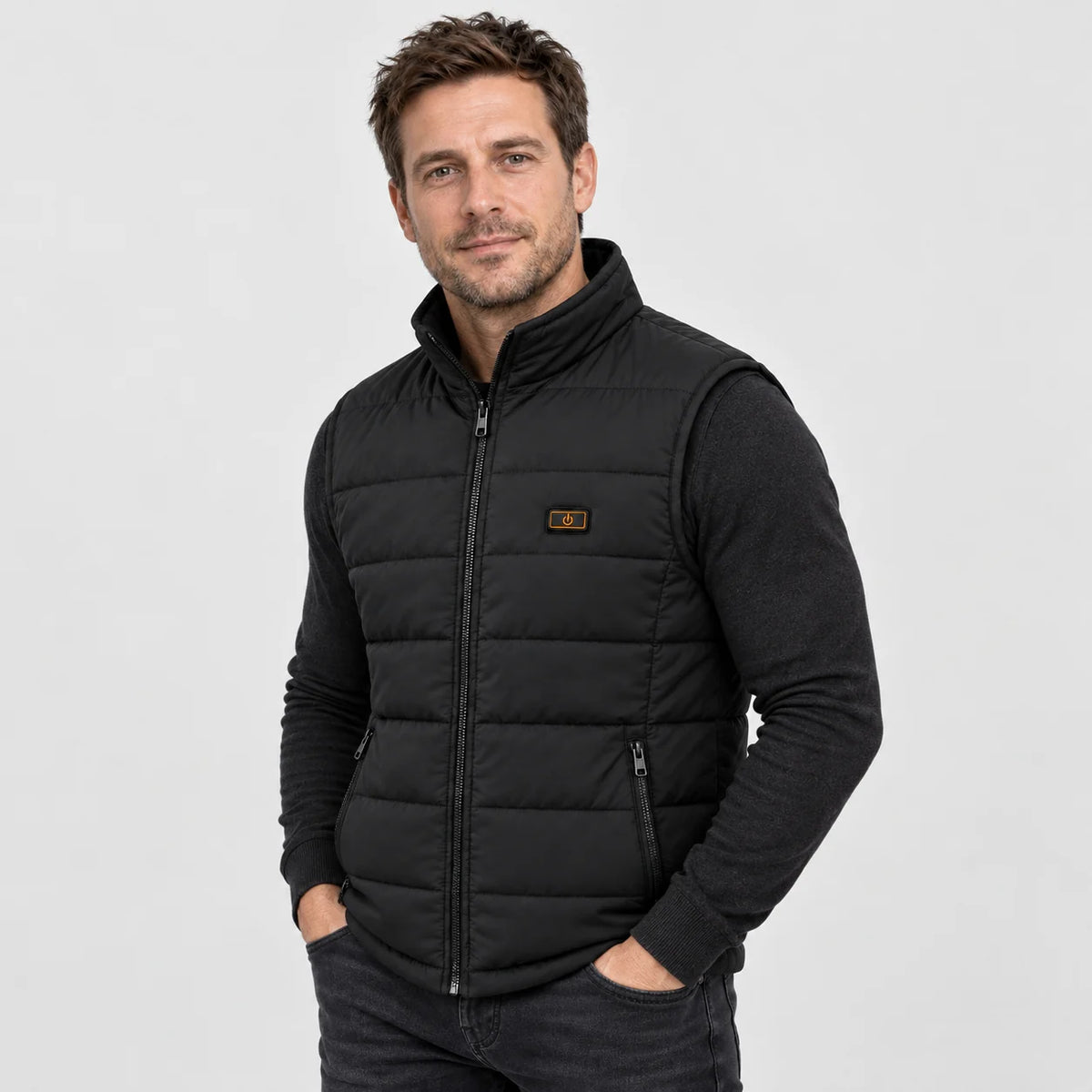 Quiltad värmeväst unisex PyreFit Pivotan, på modell, framifrån