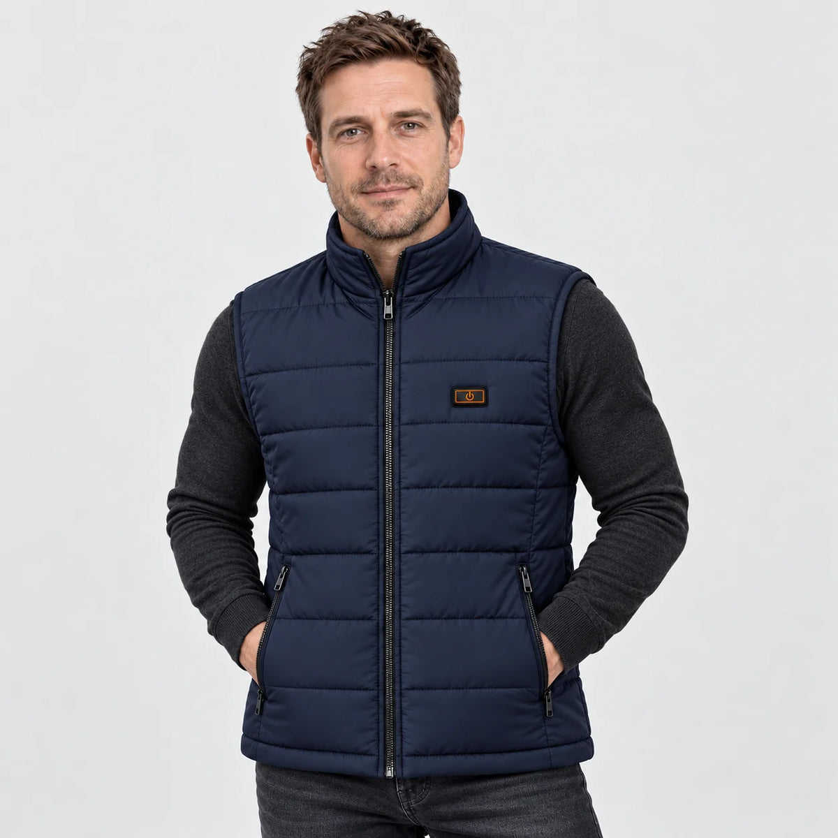 Quiltad värmeväst unisex PyreFit Pivotan i marinblått, framifrån