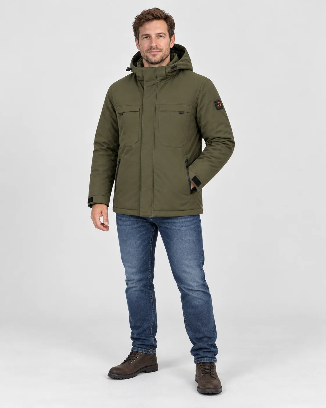 Uppvärmd parkas herr PyreFit Regaro, helfigur