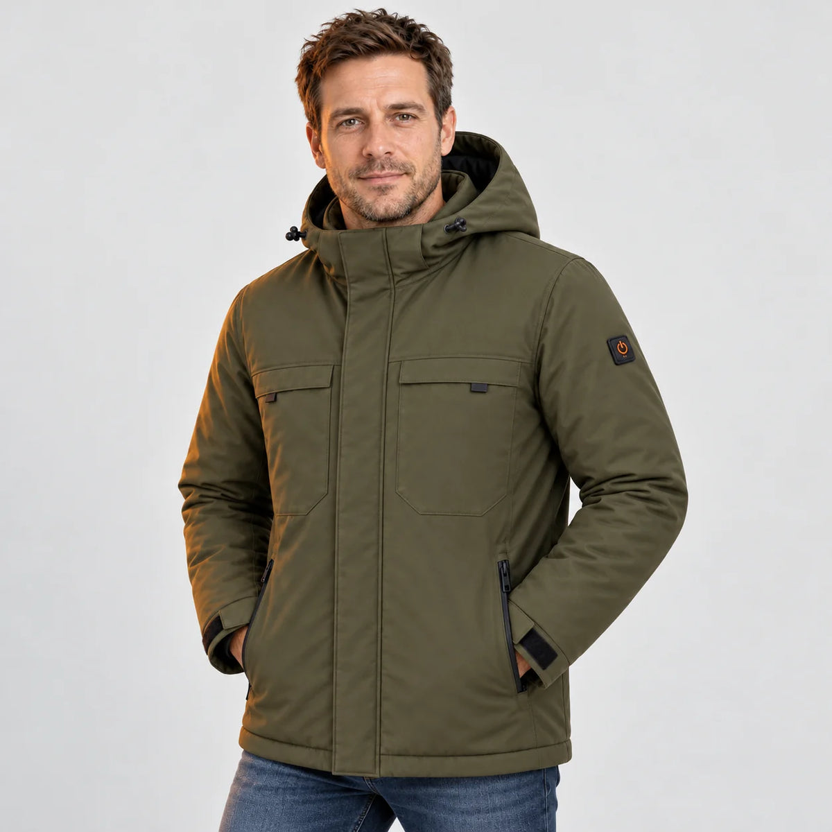 Uppvärmd parkas herr PyreFit Regaro, på modell, framifrån