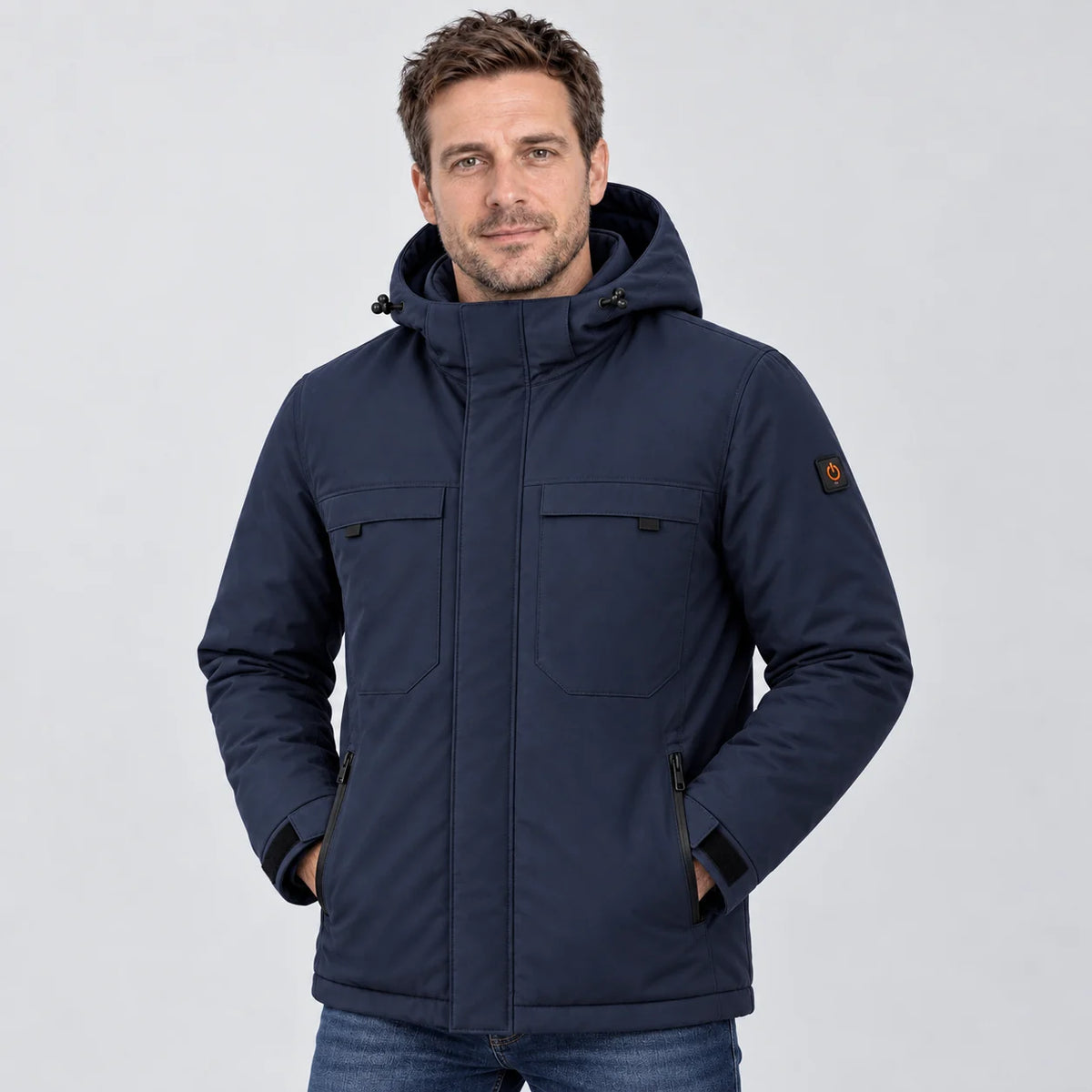 Uppvärmd parkas herr PyreFit Regaro i marinblått, framifrån
