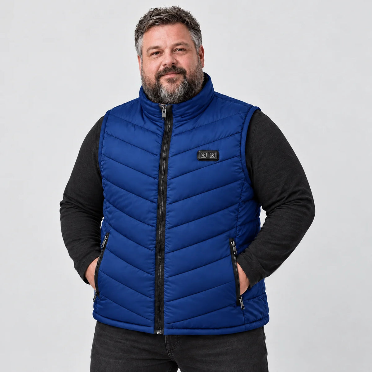 Värmeväst unisex i stora storlekar PyreFit Schattor i blått, framifrån