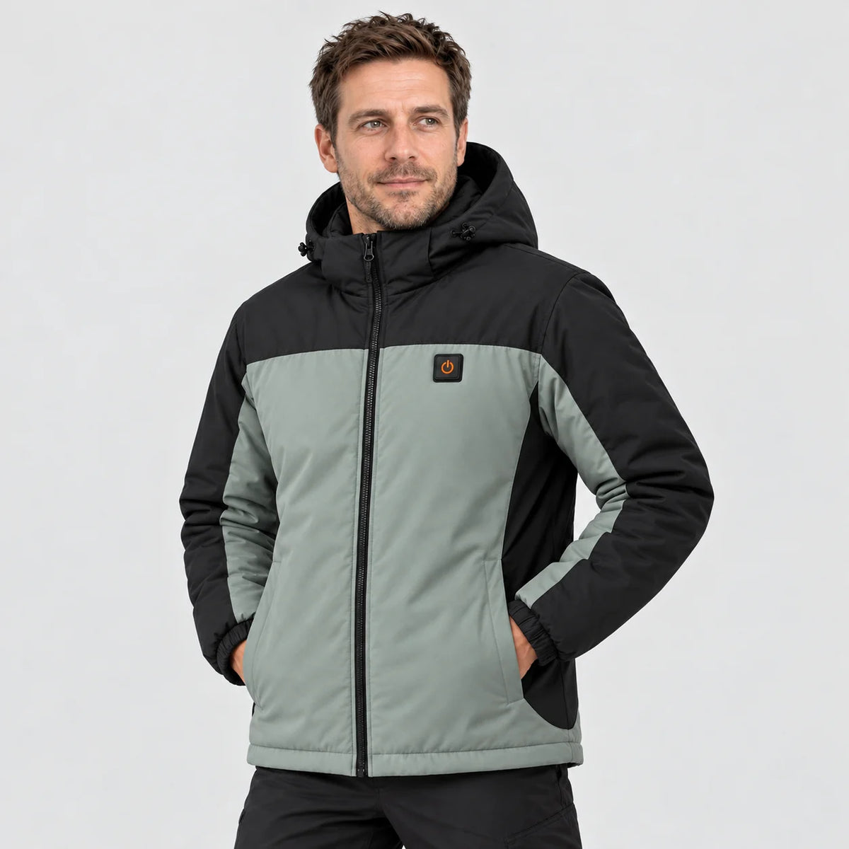 Uppvärmd parkas unisex PyreFit Schiefer, på modell, framifrån