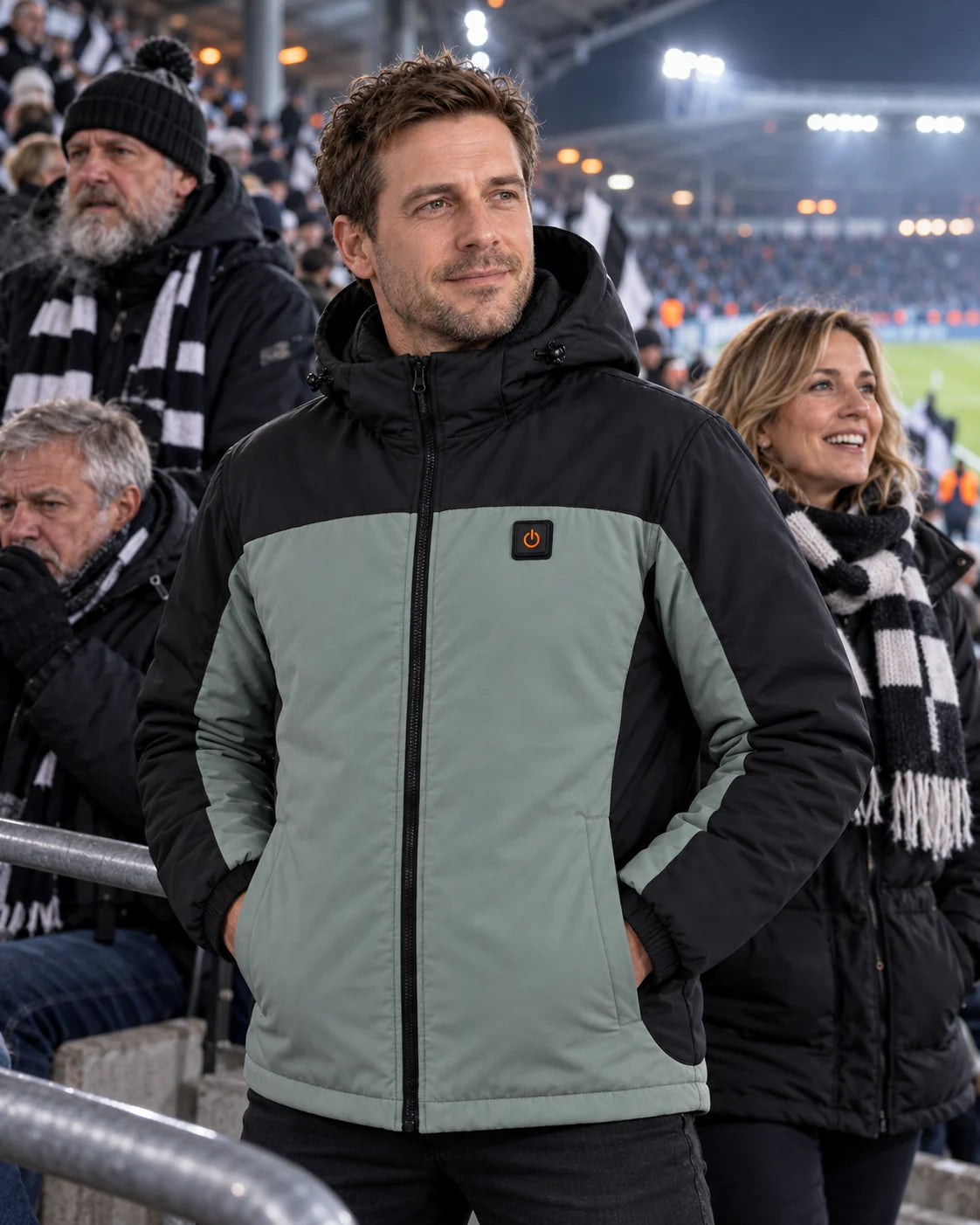 Uppvärmd parkas unisex PyreFit Schiefer en vinterdag: på arenan