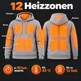 Uppvärmd hoodie PyreFit Velocor: 12 värmezoner på nacke, bröst, mage, armar och rygg