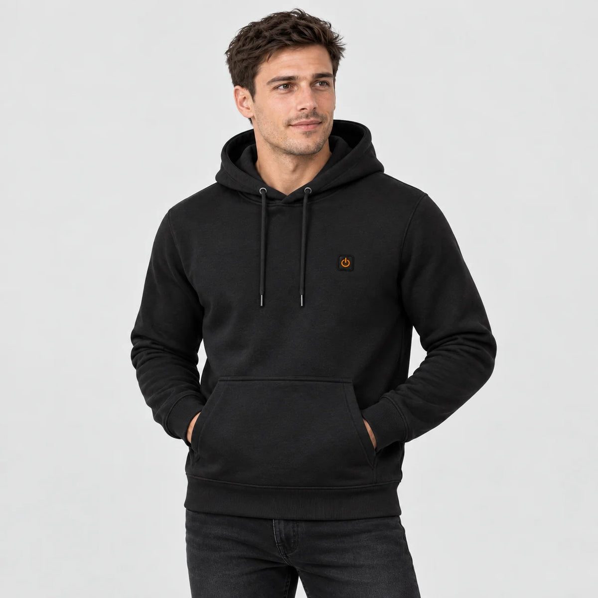 Uppvärmd hoodie PyreFit Velocor i svart, framifrån