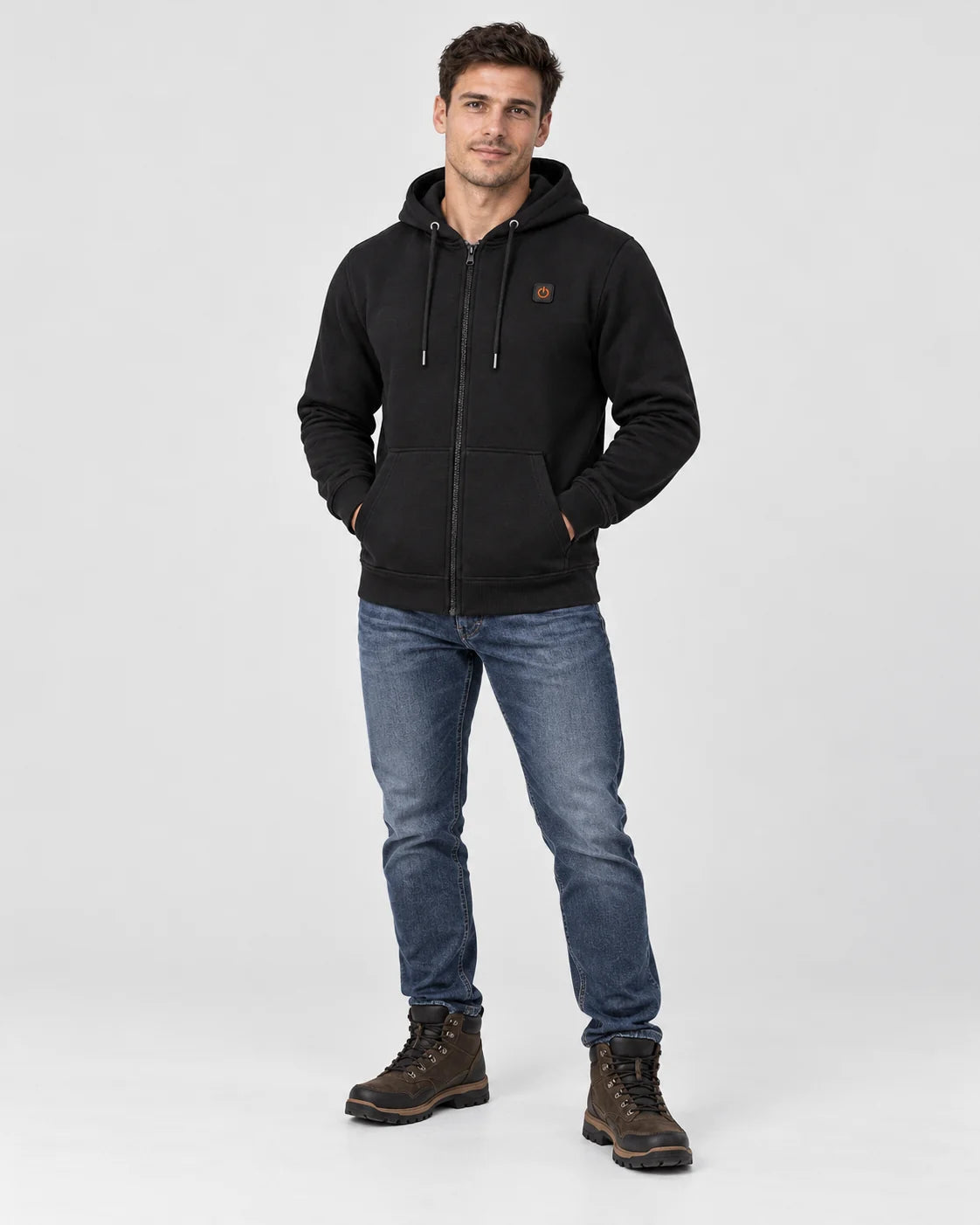 Uppvärmd hoodie herr med dragkedja PyreFit Voltor, helfigur