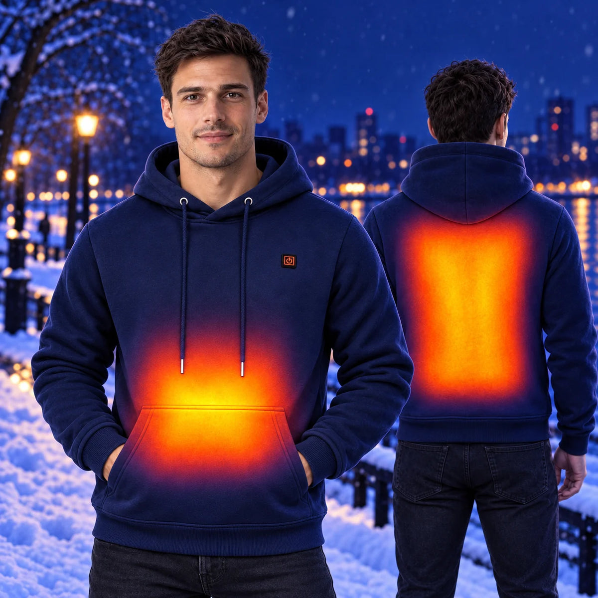 Uppvärmd hoodie herr PyreFit Zippa – värme på mage och rygg